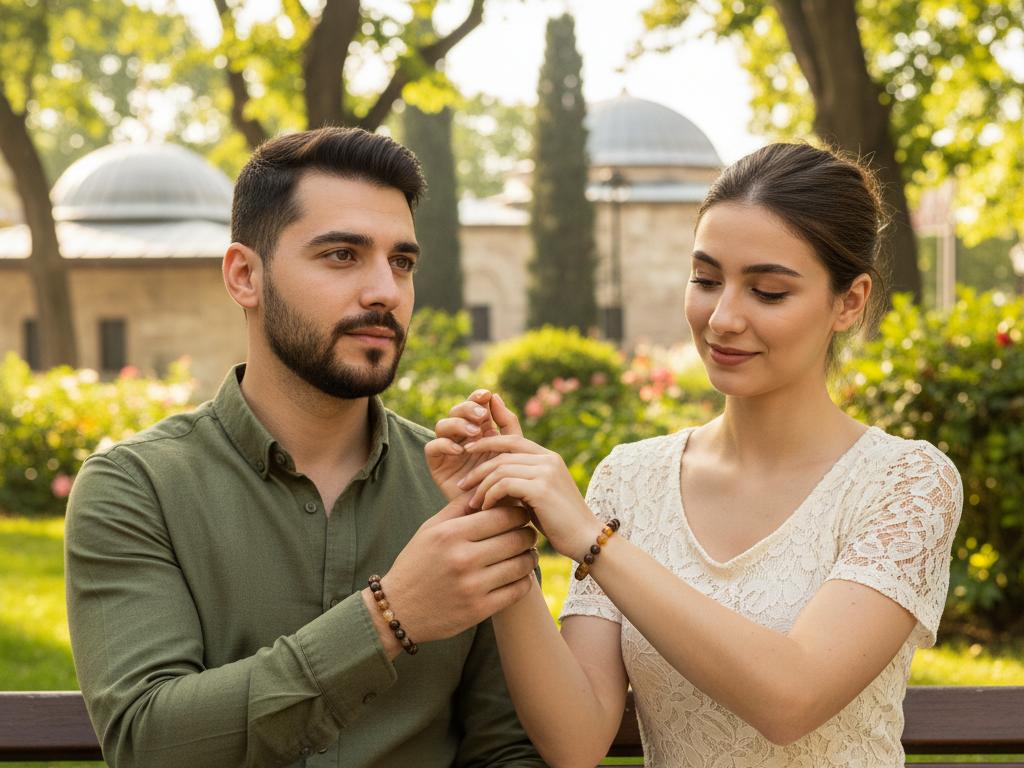 Kadir Gecesi'nde ev ortamında dua eden, tesbih tutan Türk orta yaşlı bir çiftin, sıcak ve manevi atmosferi yansıtan fotoğrafı.